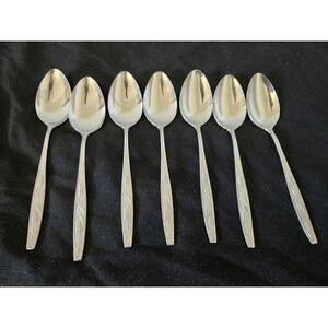 7 Vintage Castle Court Wheat Stainless Teaspoons Flatware Silverware Farmhouse